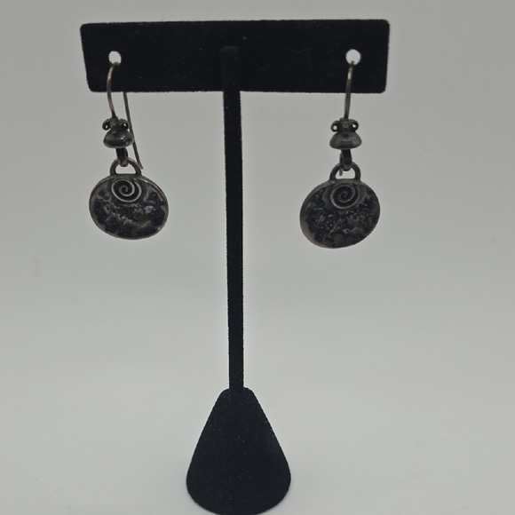 Silpada Hammered Oxidized Sterling Silver Swirl Drop Earrings